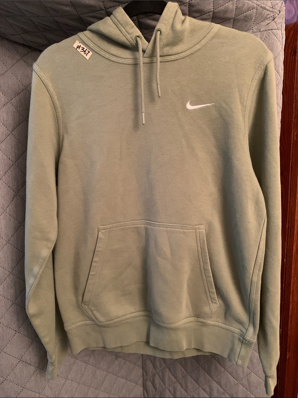 #37 Nike Sage Green Pullover Hoodie with White Swoosh